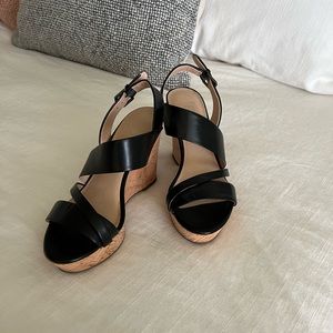 Franco Sarto Black Wedge Heel Sandal